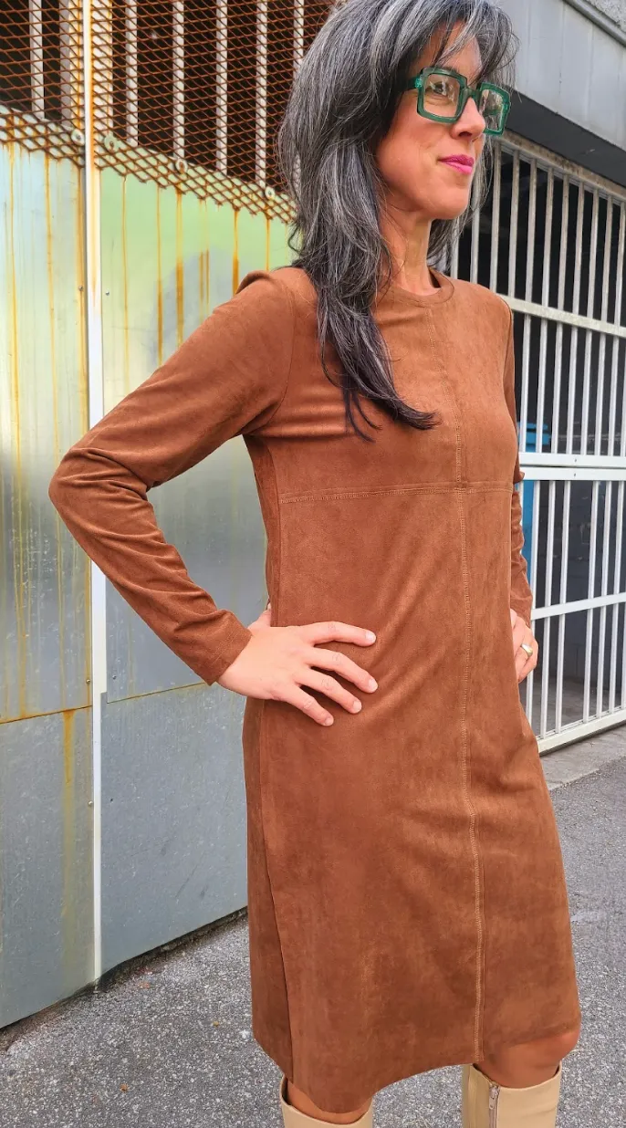 6610 Camel Vegan Suede Dress