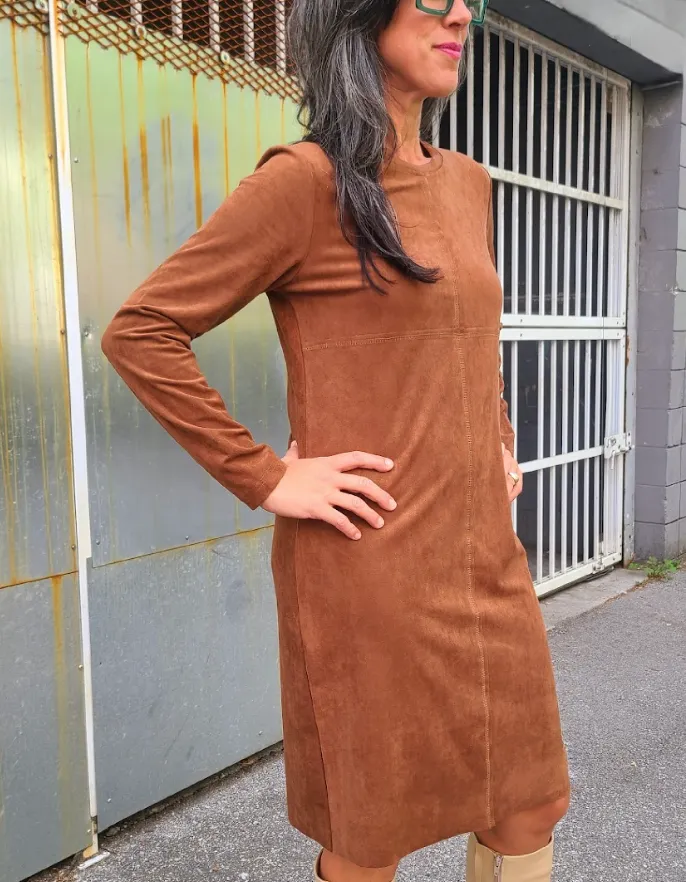 6610 Camel Vegan Suede Dress