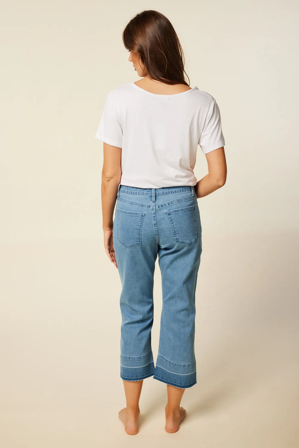 Adrift Denim Cropped Straight Leg Jeans in Light Wash