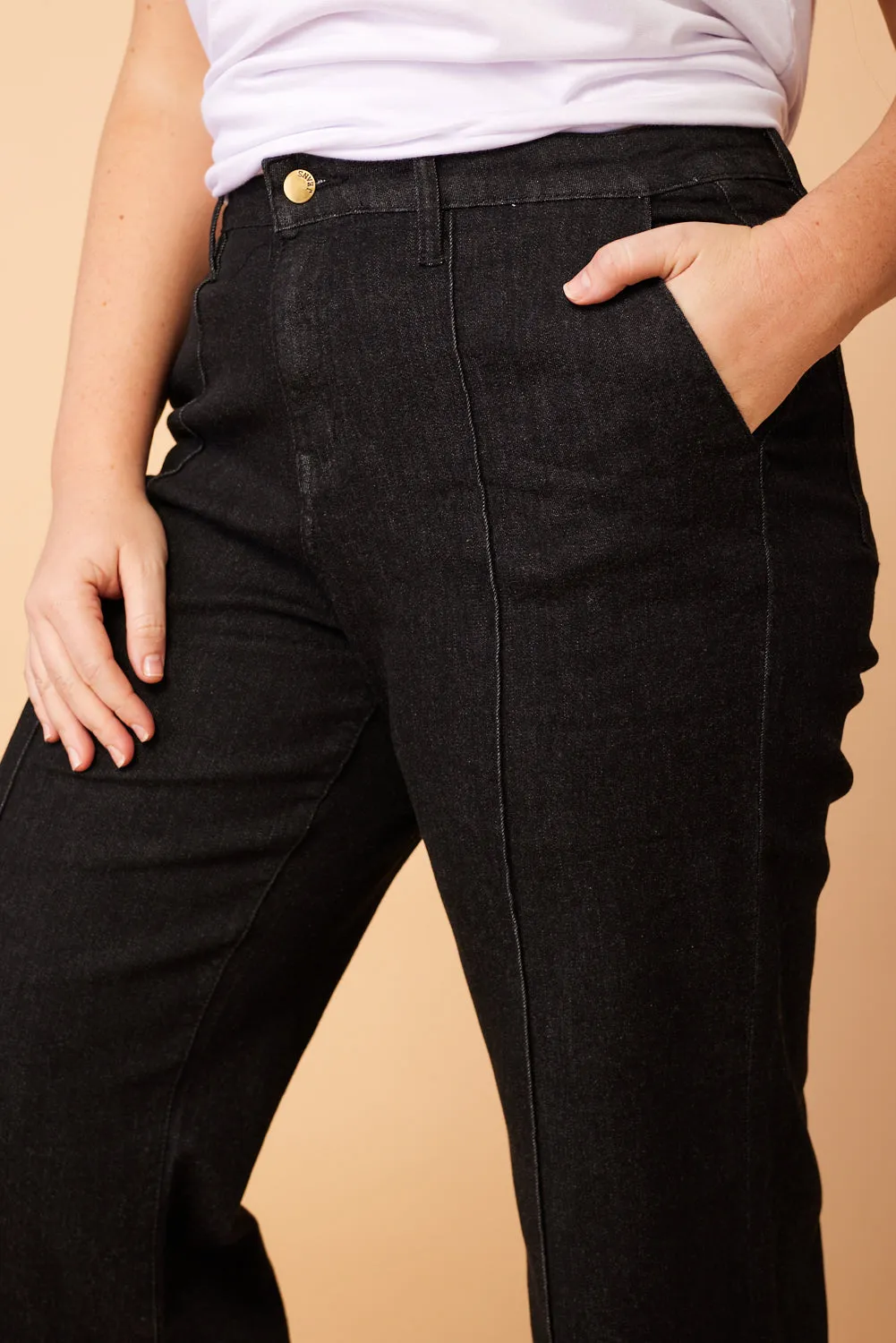 Adrift Denim Wide Leg Jeans in Black