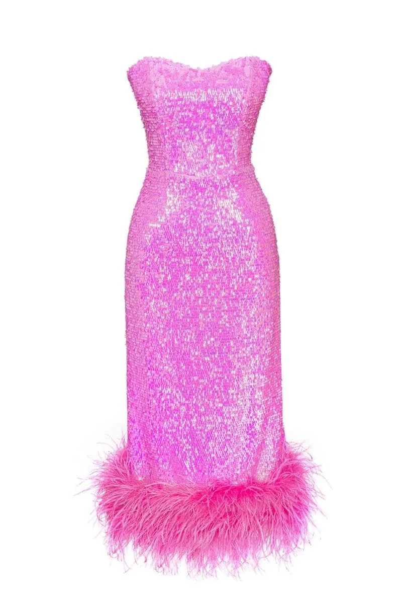 AMARA BARBIE PINK SEQUIN DRESS