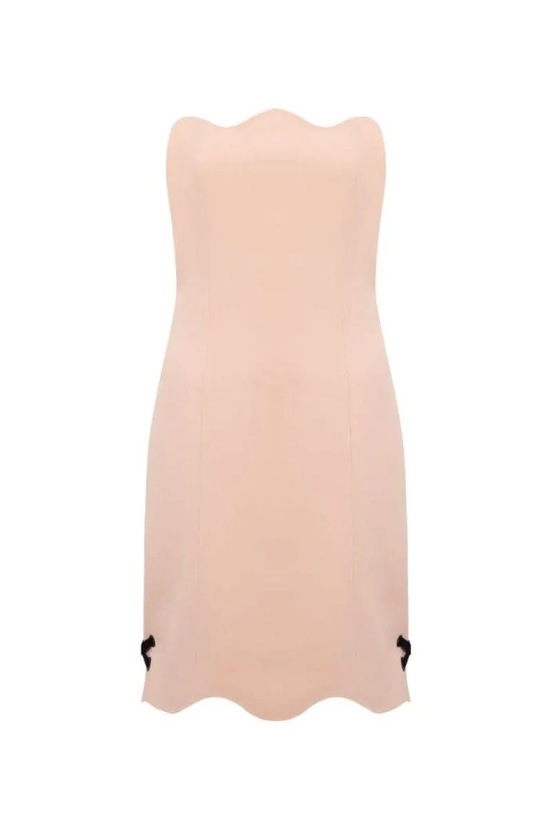 AMY NUDE STRAPLESS MINI DRESS