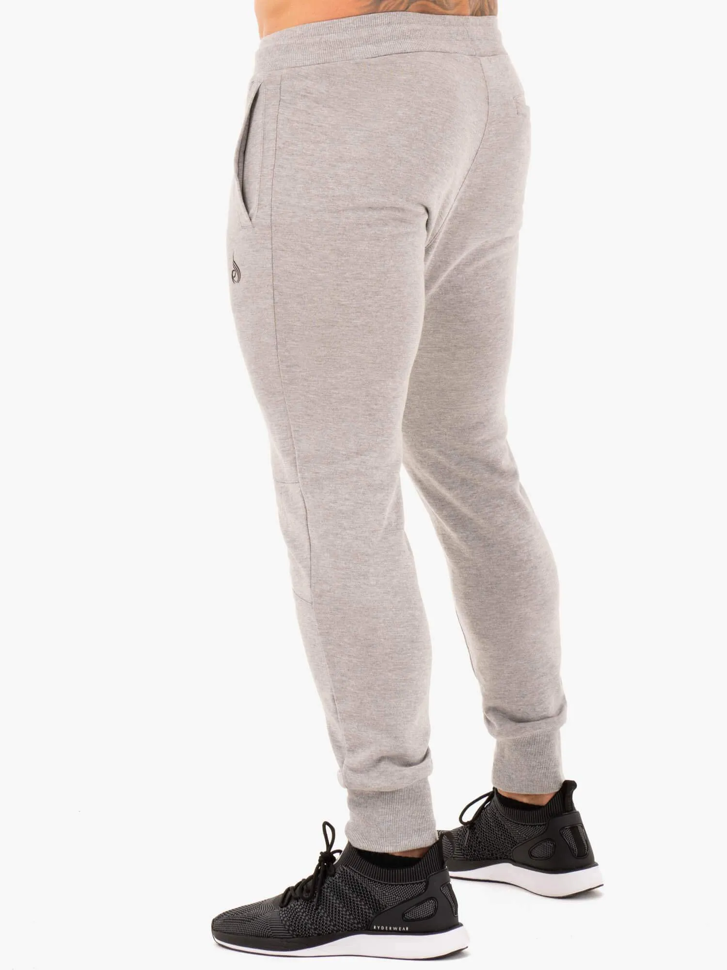 Athletic Fleece Track Pants - Grey Marl