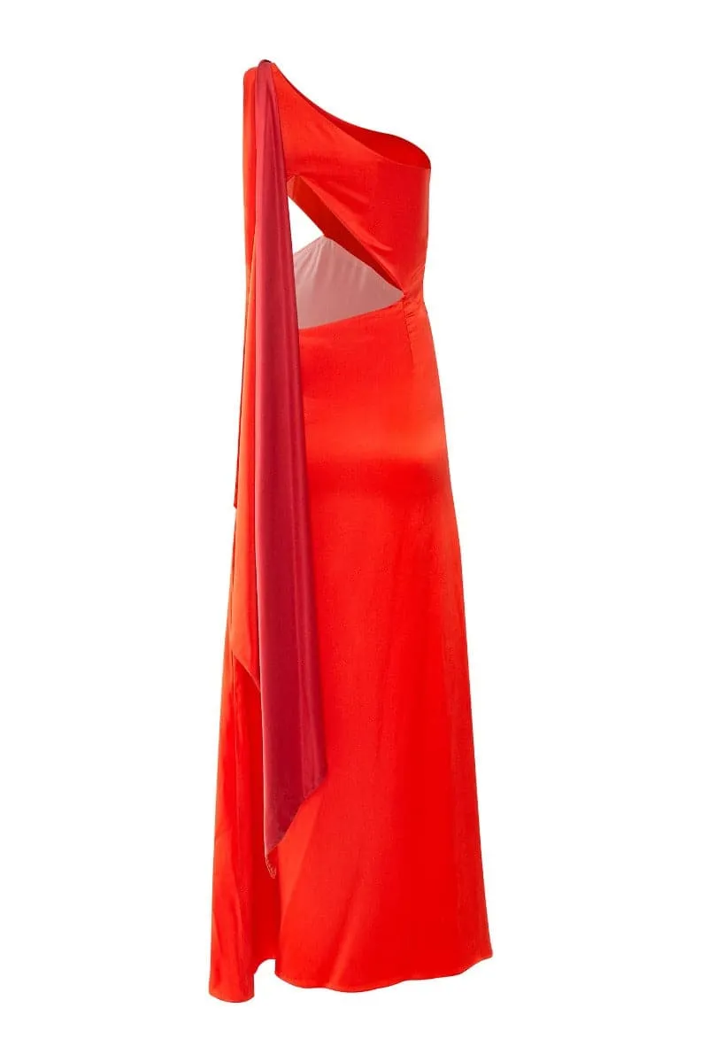 AZALEA APEROL ORANGE ASYMMETRICAL MAXI DRESS