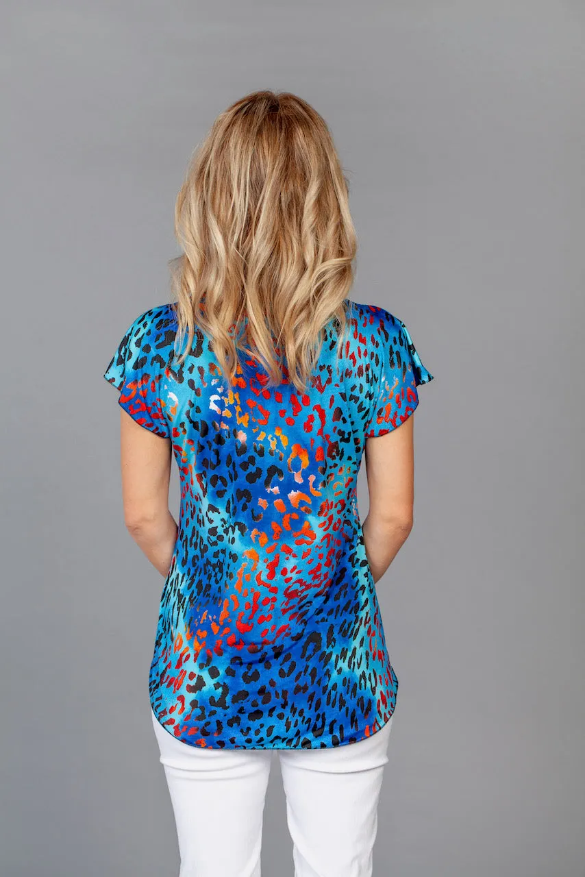 Azure Print Short Sleeve Jersey Top