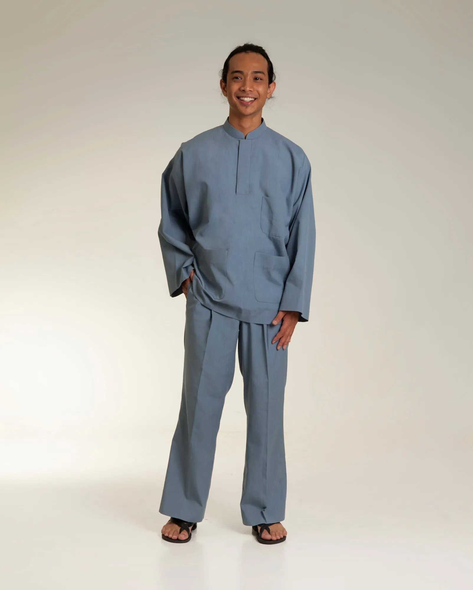 Baju Melayu Lurus Set (Ash Blue)