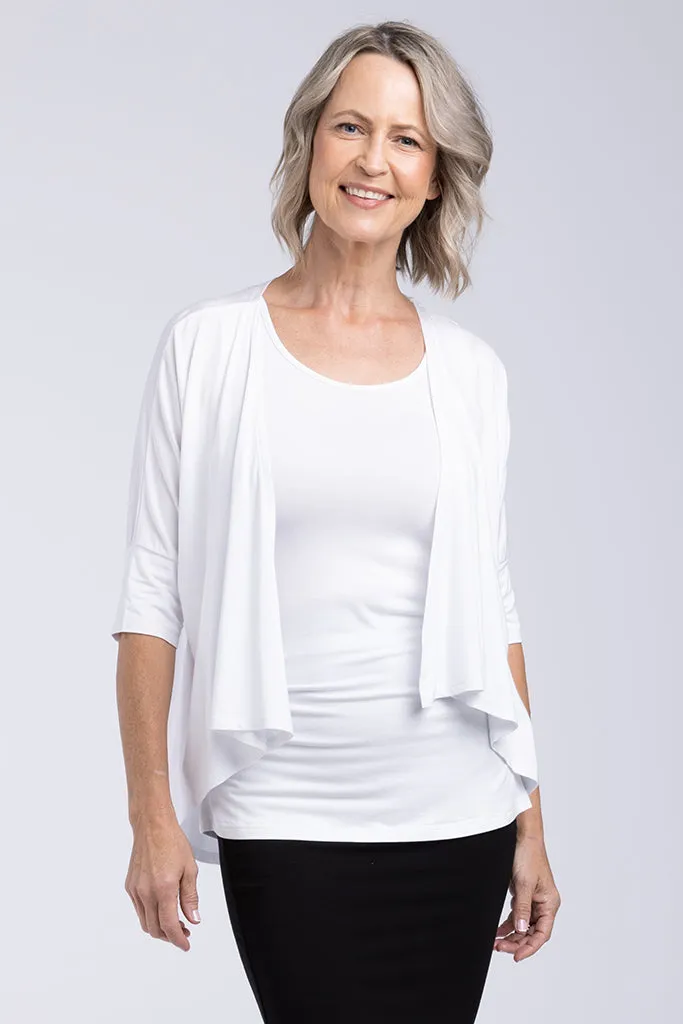 Bamboo Drape Cardi - White