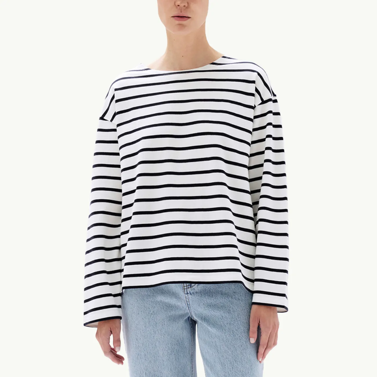 Bateau Organic LS Tee - True Navy Stripe