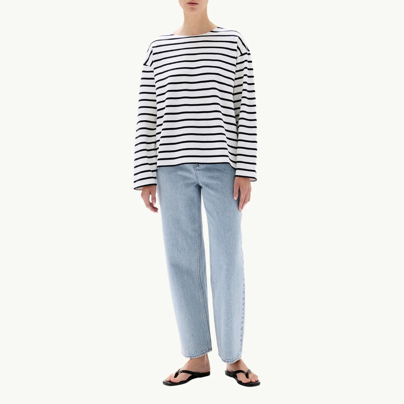 Bateau Organic LS Tee - True Navy Stripe