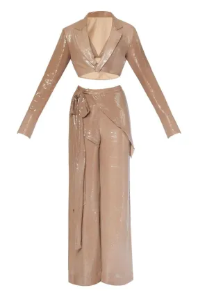 BEIGE THREE PIECE SUIT SET