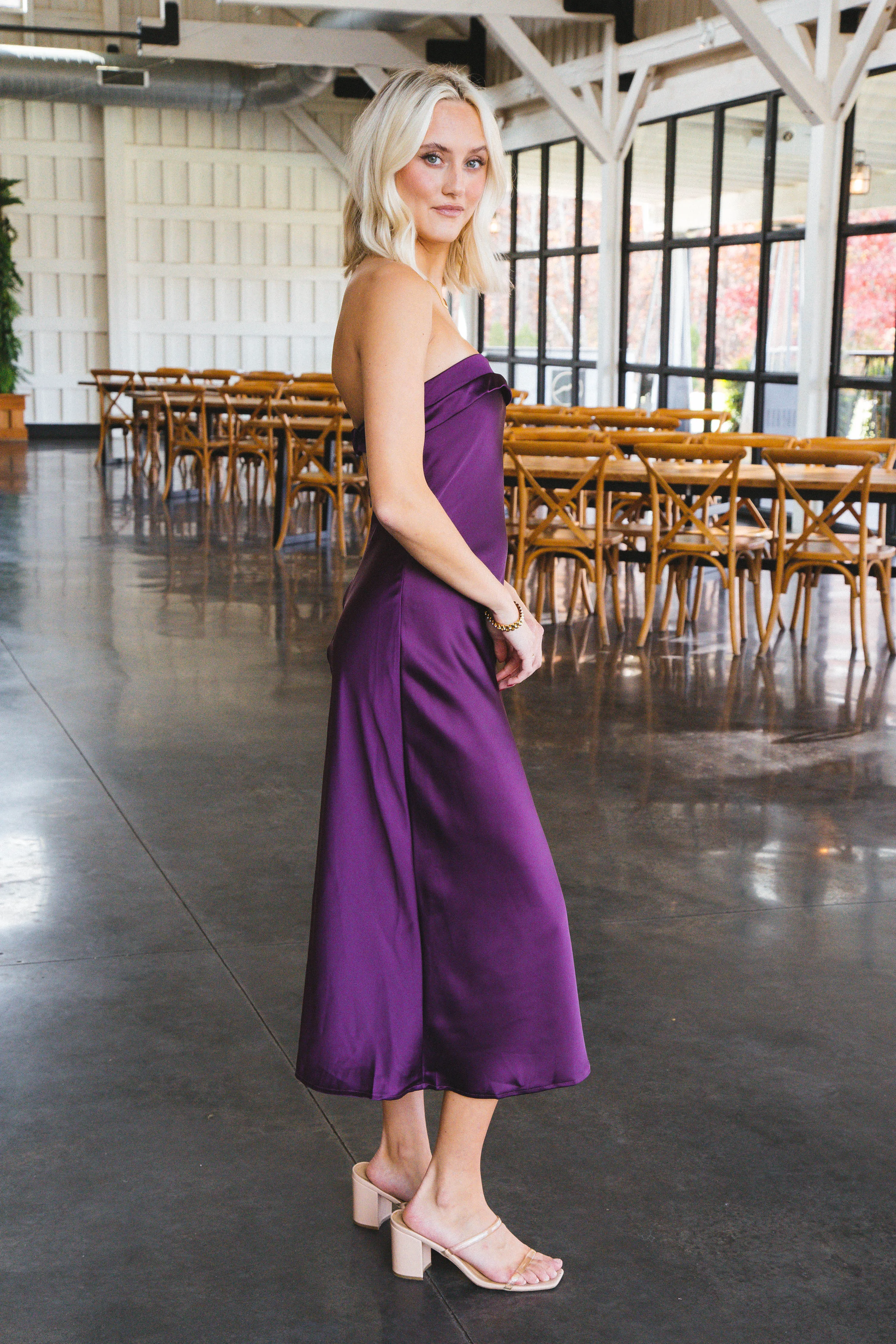 Bias Tube Midi Dress, Purple