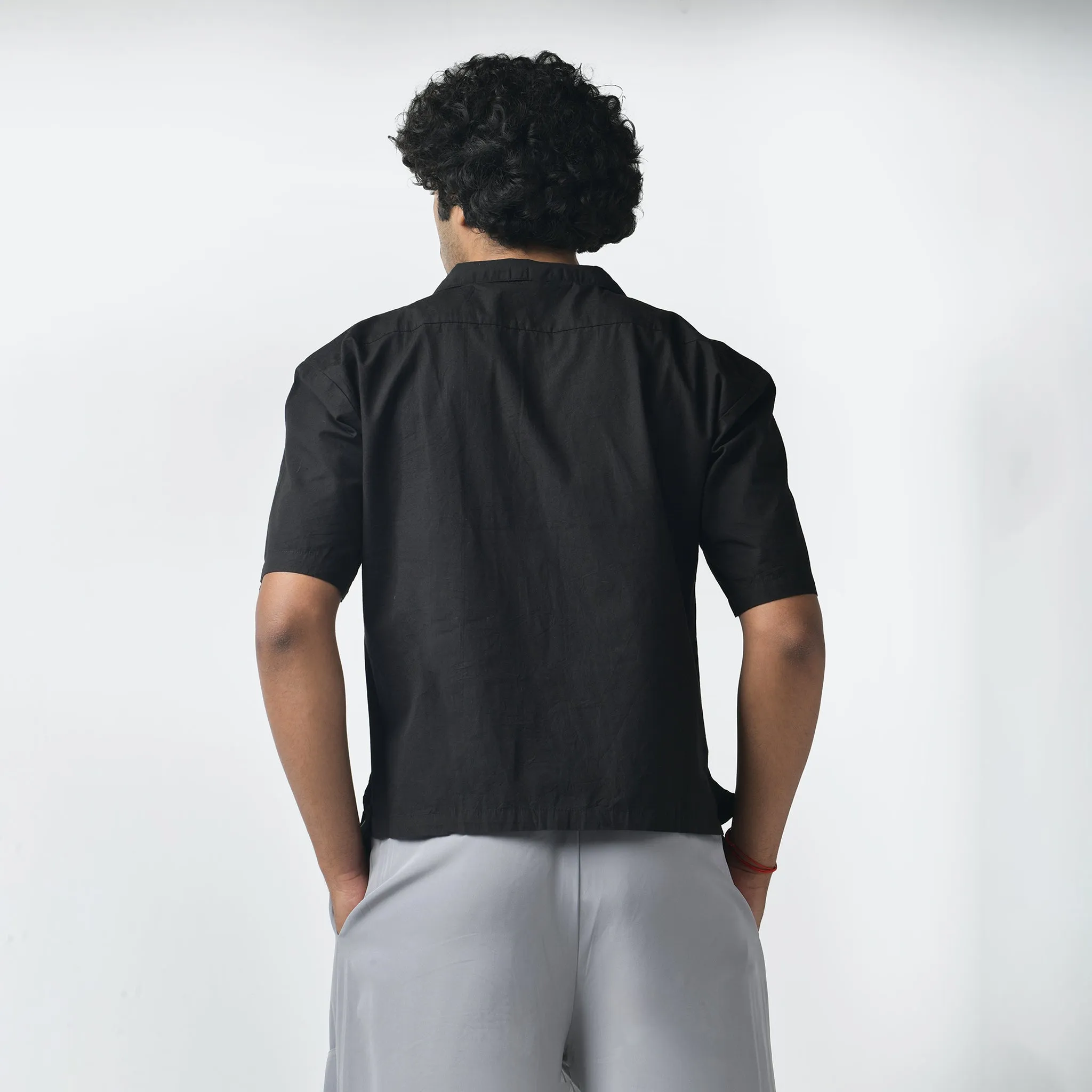 Black Bossman Shirt & Grey Air Parachute Pants For Men