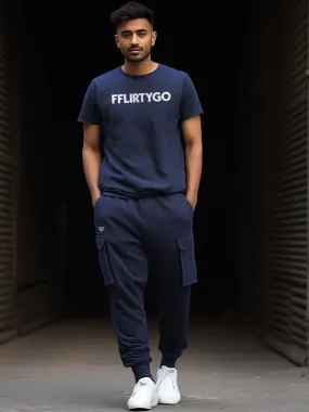 Blue Melange Joggers w/ Box Pockets