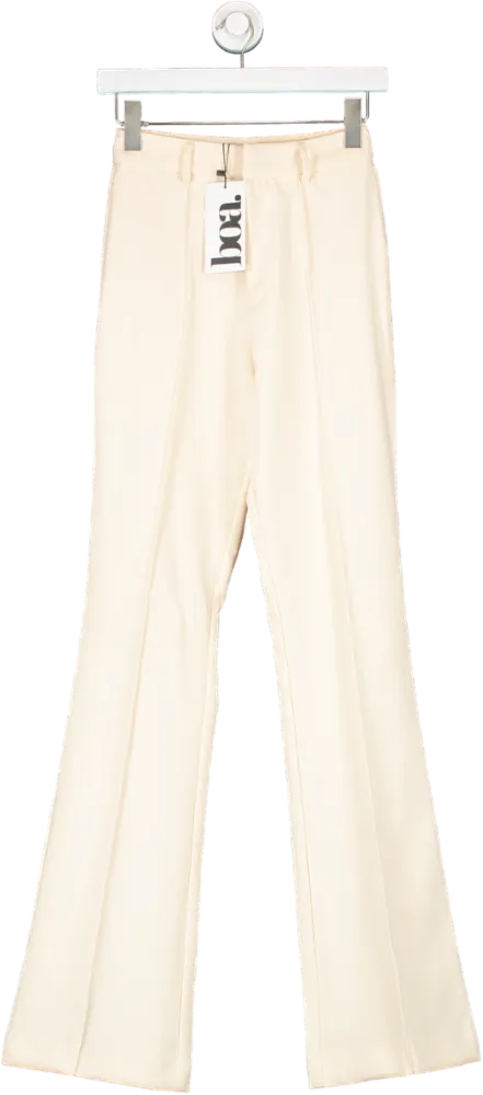 BOA Cream Wide Leg Suit Trousers UK XS