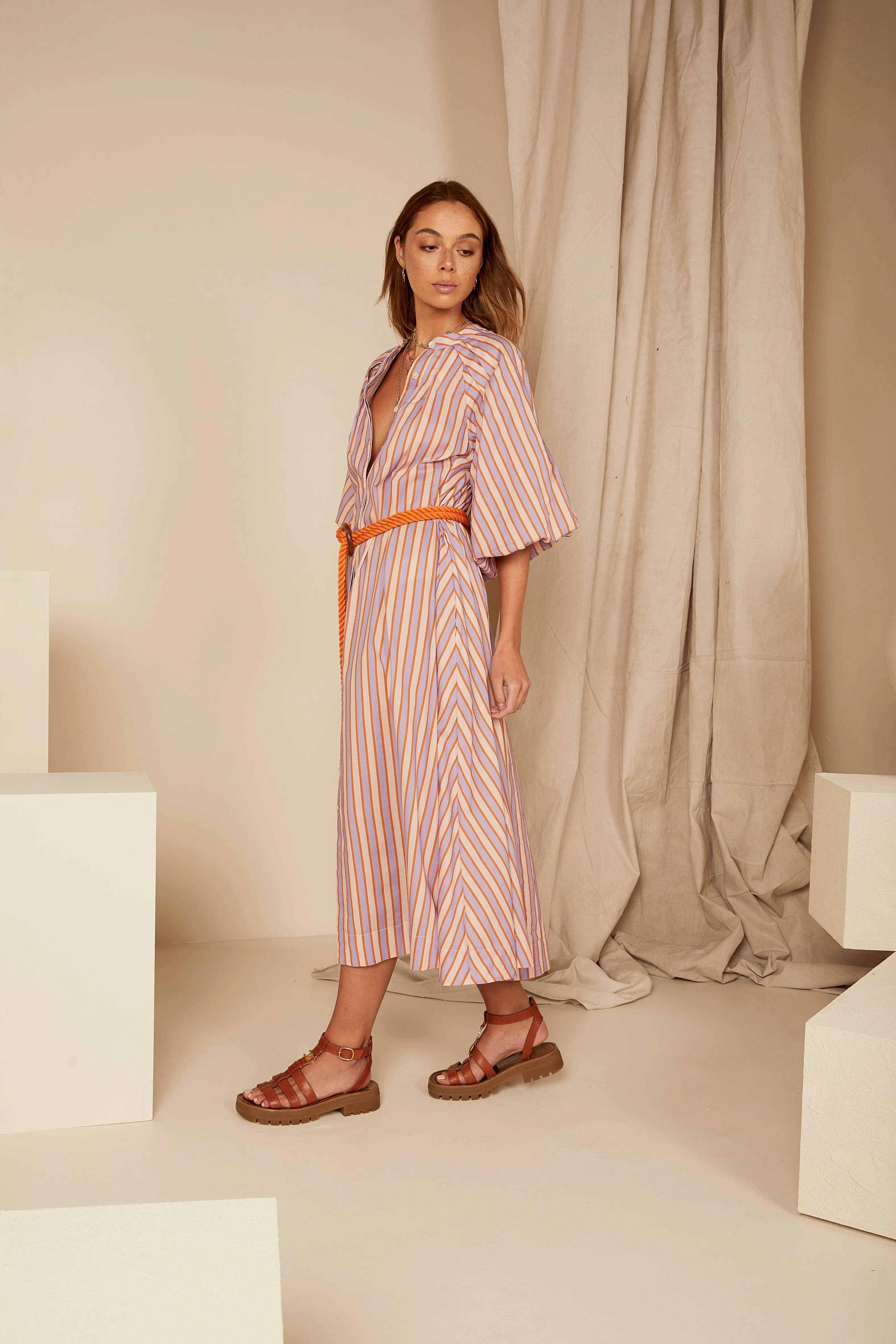 Bohemian Traders | Candy Stripe Midi Dress