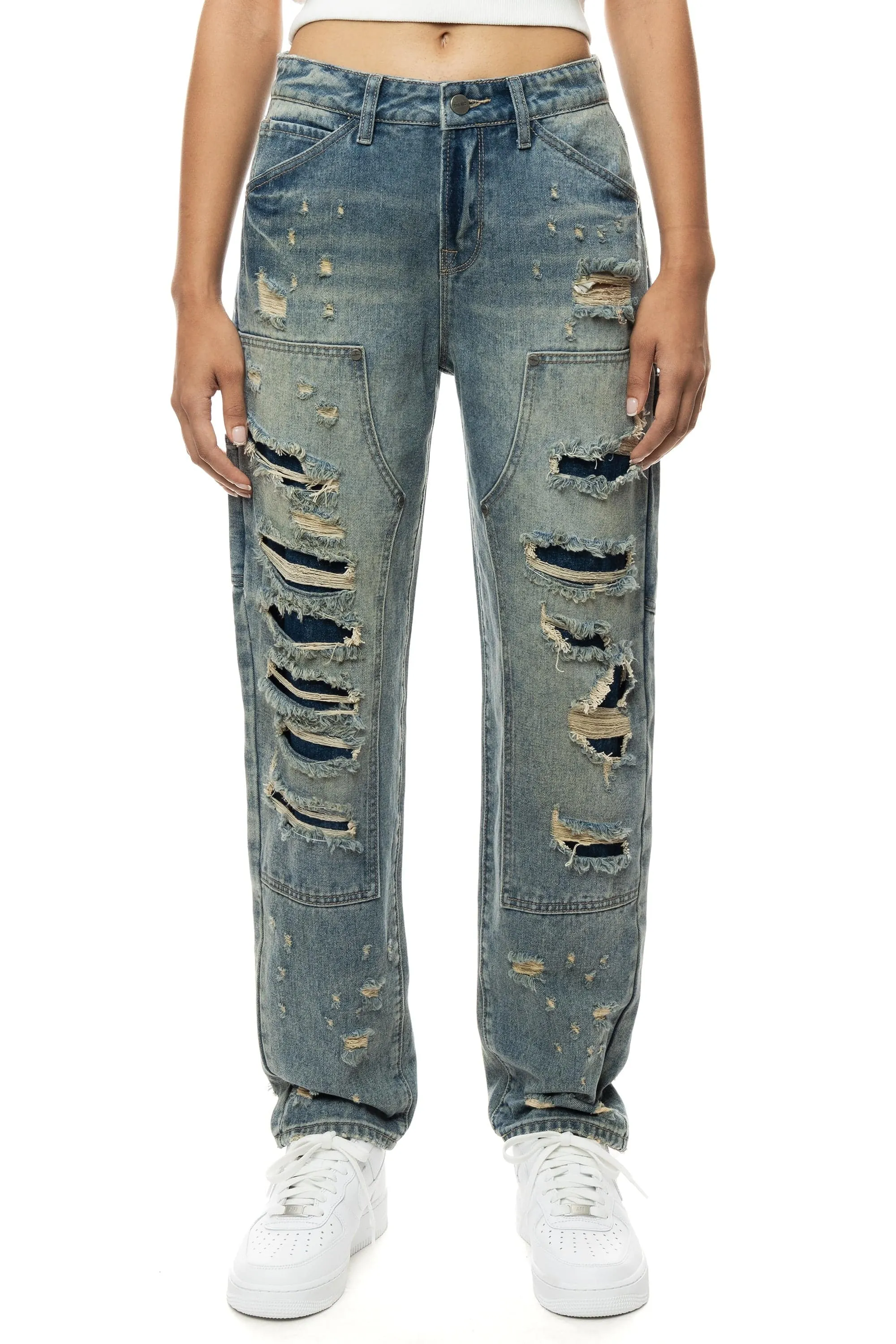 Carpenter Fashion Denim Pants - Glen Blue