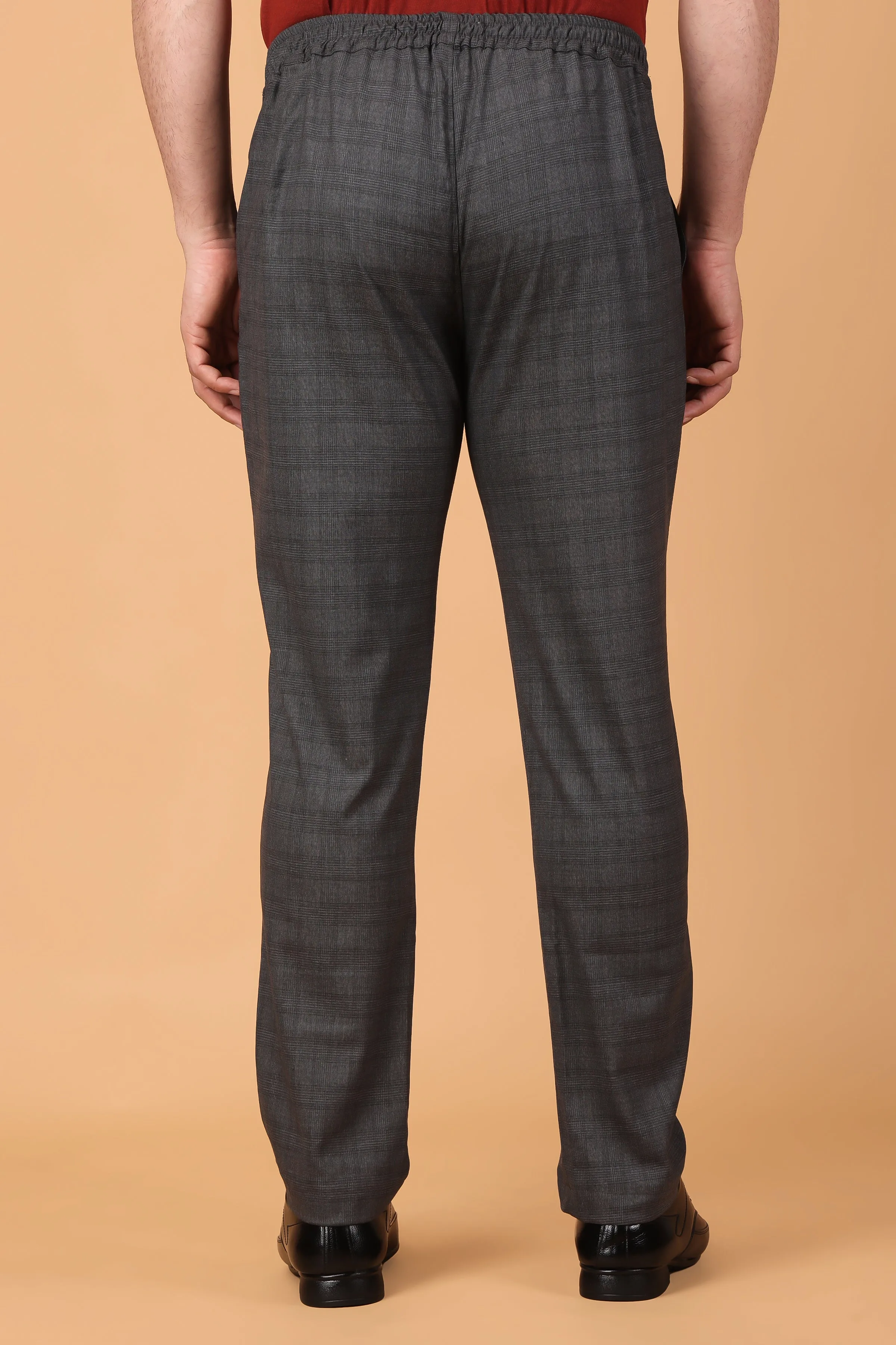 Charcoal Checked Comfort Fit Trousers