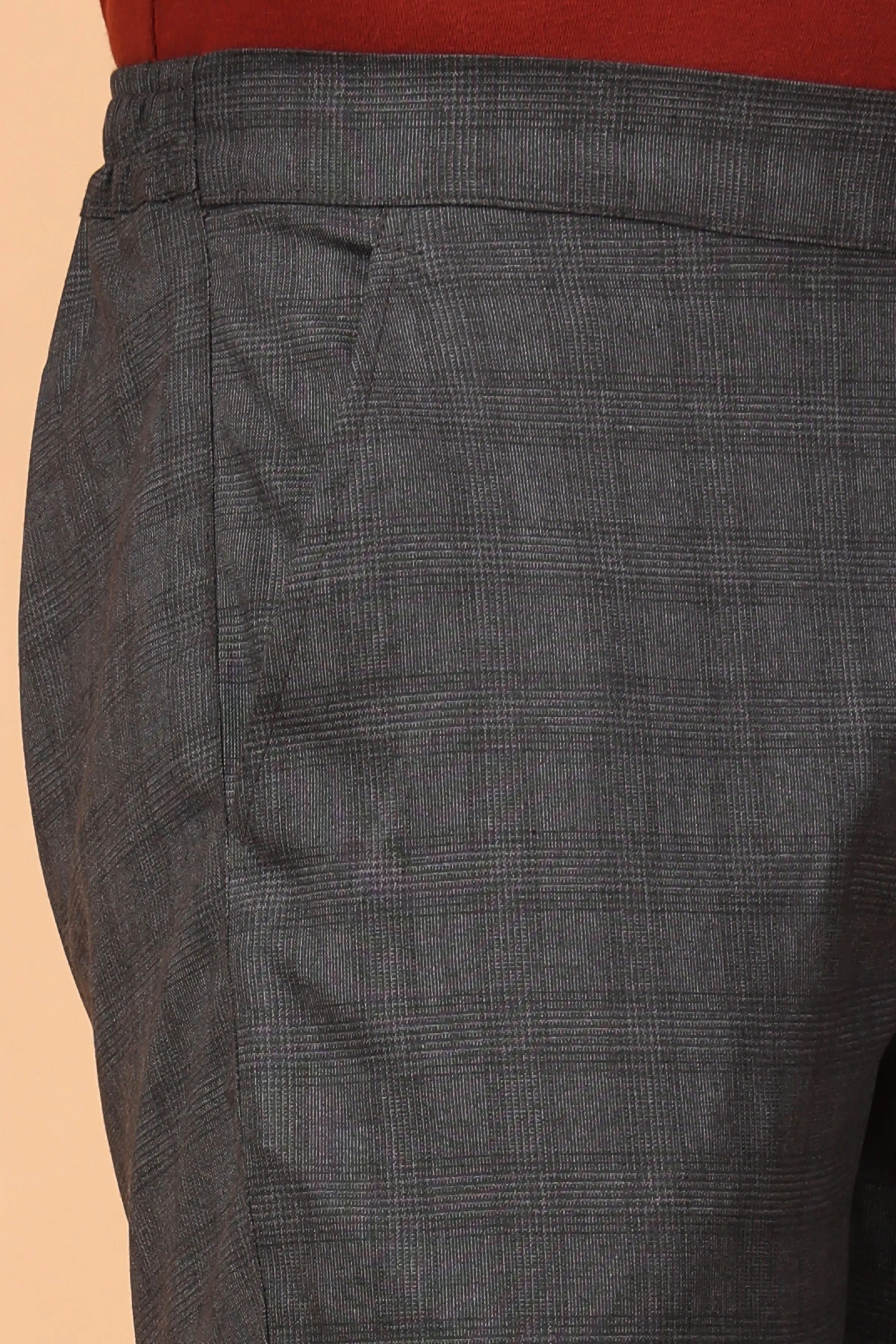 Charcoal Checked Comfort Fit Trousers