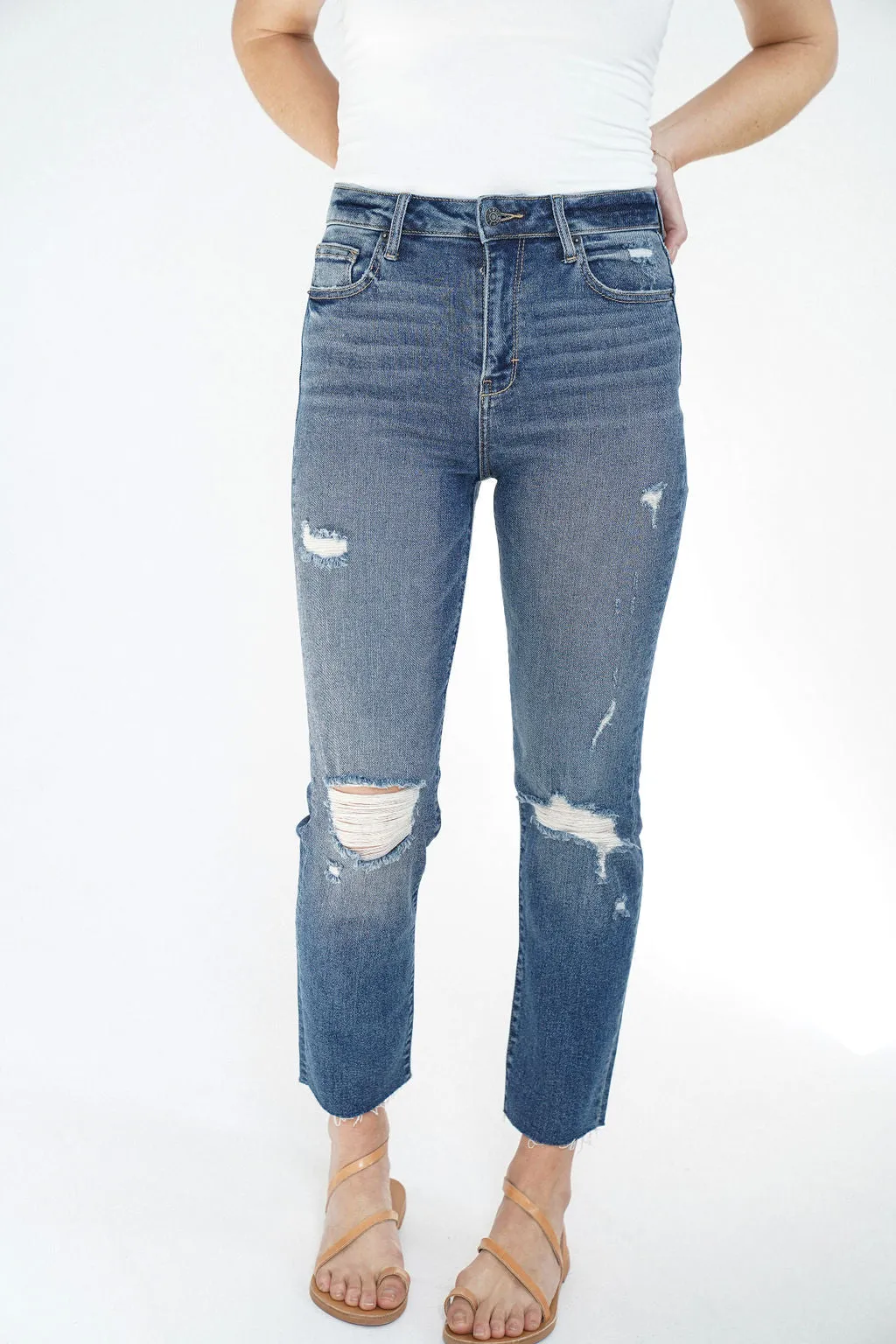 Chrissy Distressed Straight Leg Jeans