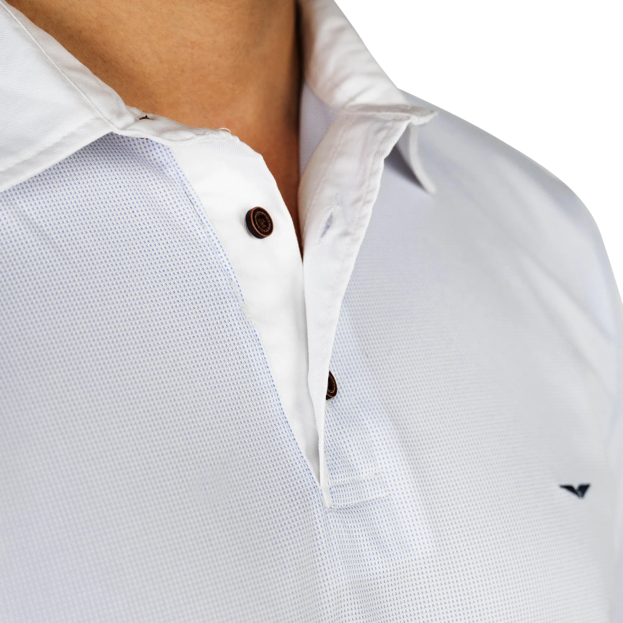 Classic Collar Polo Shirt-White/Blue