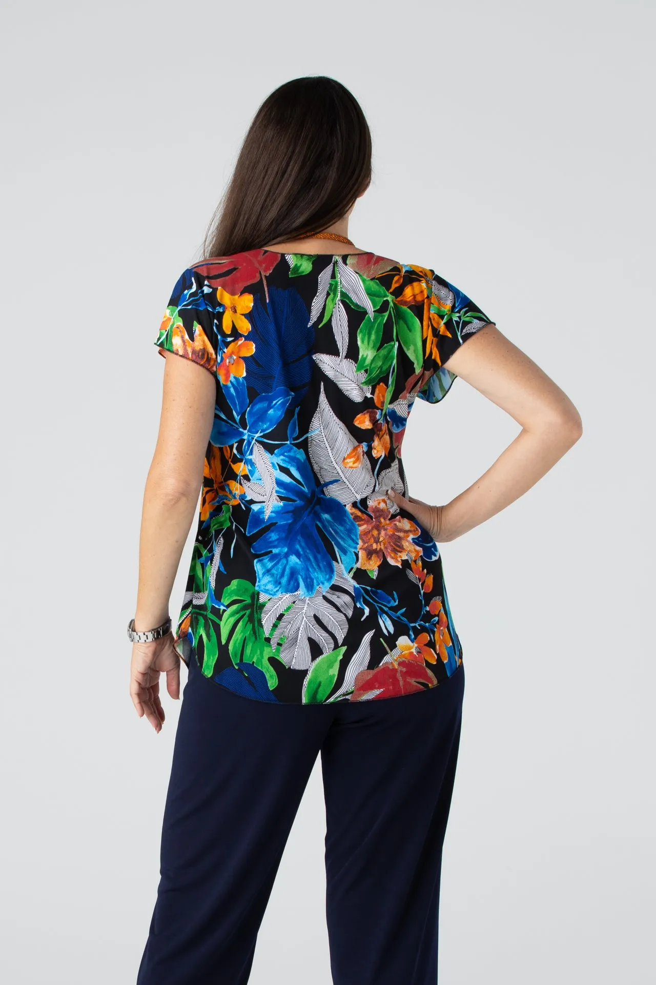 Corfu Print Short Sleeve Jersey Top