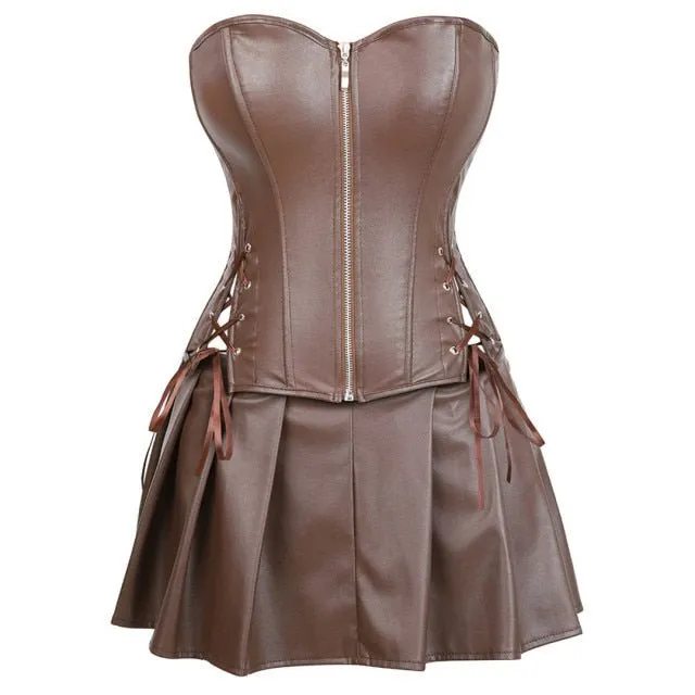 Corset Dress Drag Morticia (Brown)