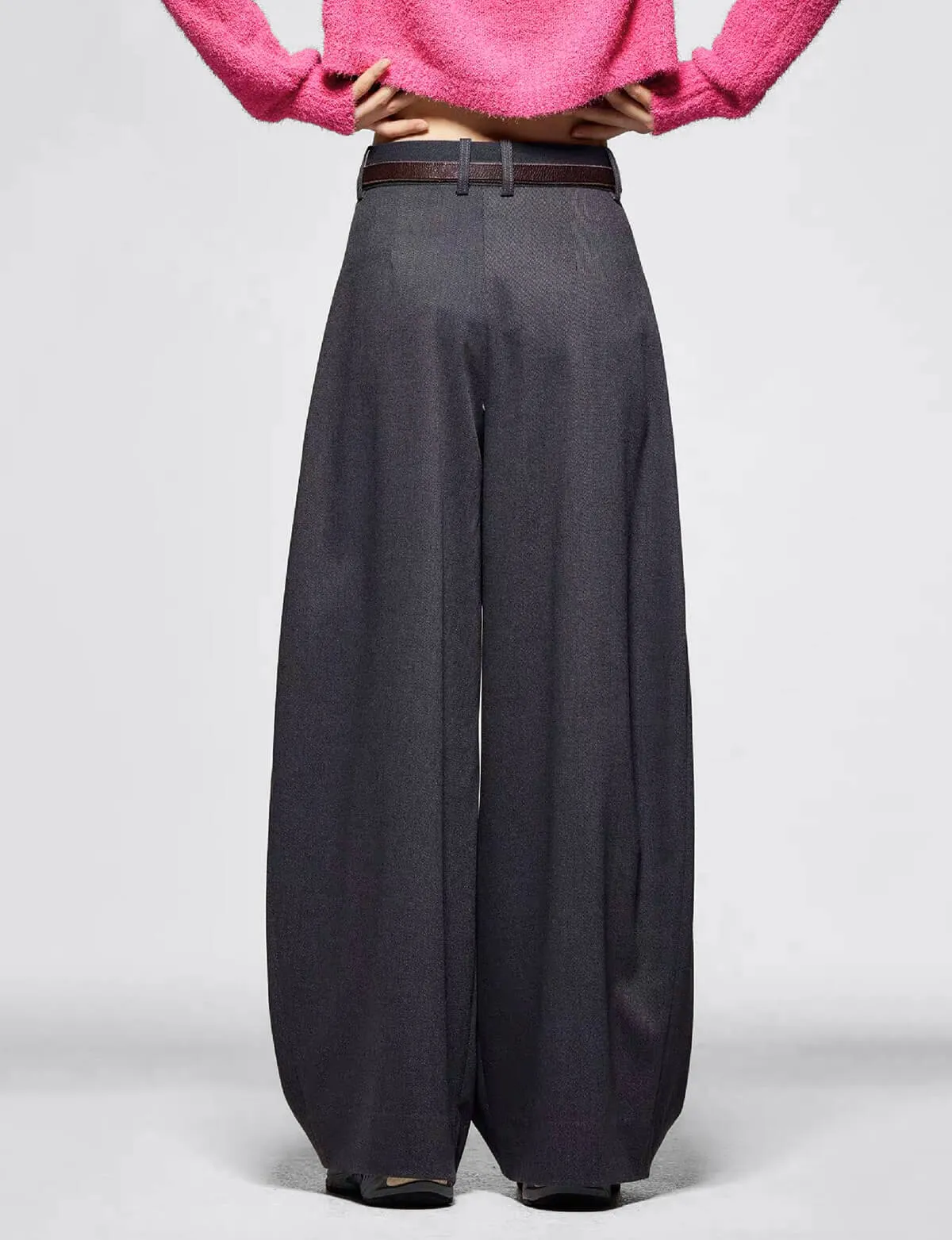 Dark Grey Barrel Leg Pants