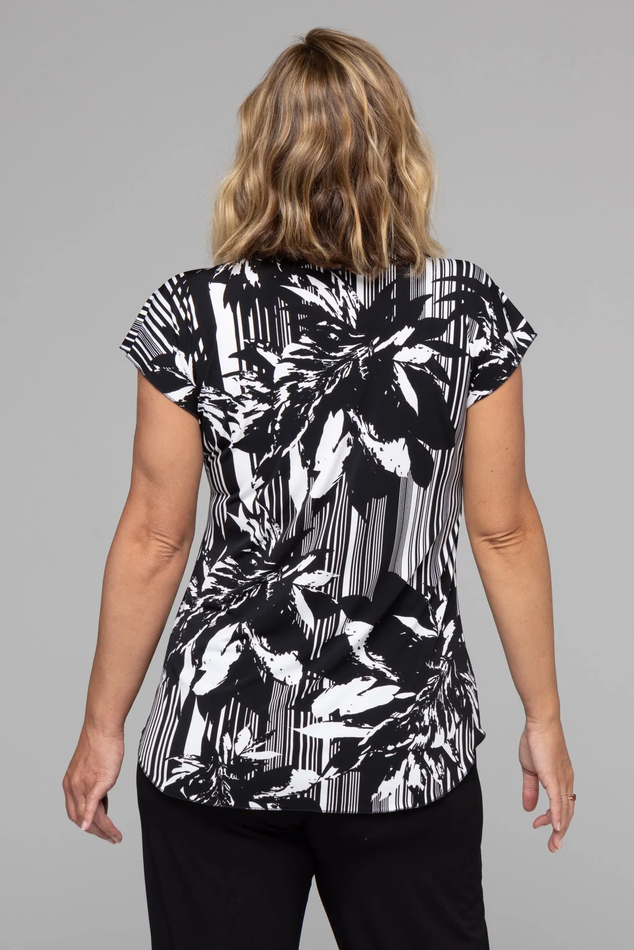 Ebony Print Short Sleeve Jersey Top