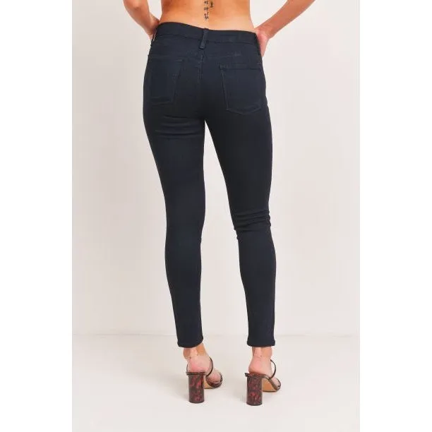 Exclusive Mid Rise Basic Skinny Jeans - Super Dark