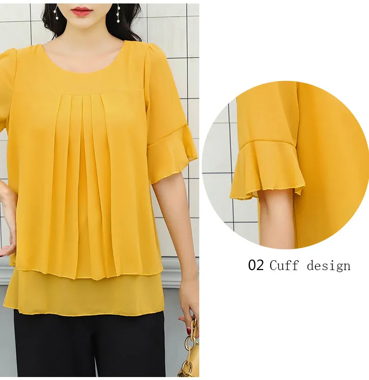 Fashion Tunic Dress Blouse - Yellow