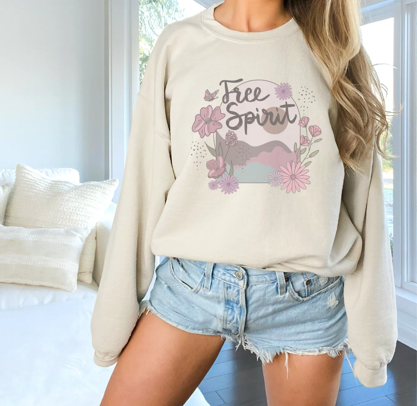 Free Spirit Boho Gildan Crewneck Sweatshirt