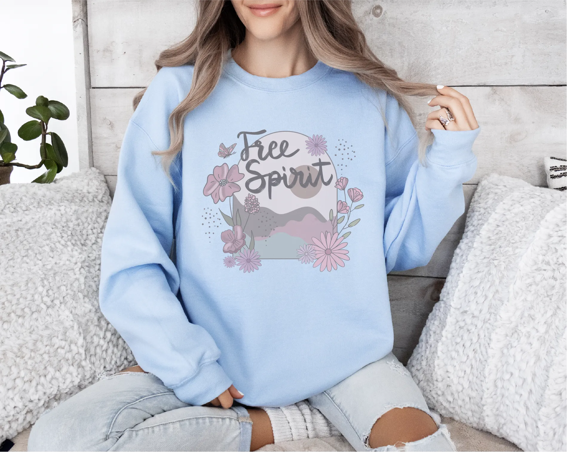 Free Spirit Boho Gildan Crewneck Sweatshirt