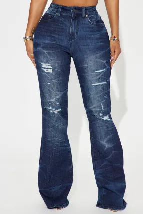 Get The Memo Stretch Flare Jeans - Dark Wash