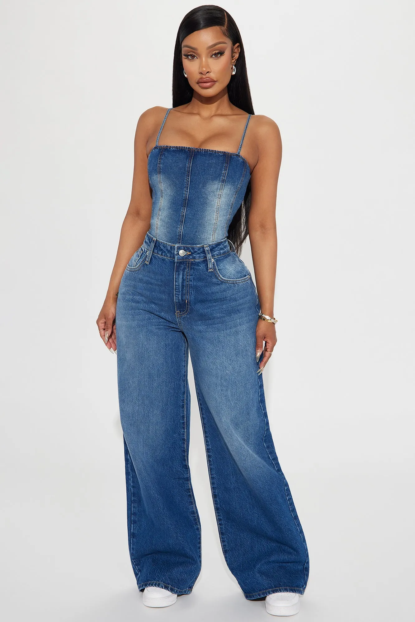 Getting Back To It Wide Leg Jeans - Dark Wash