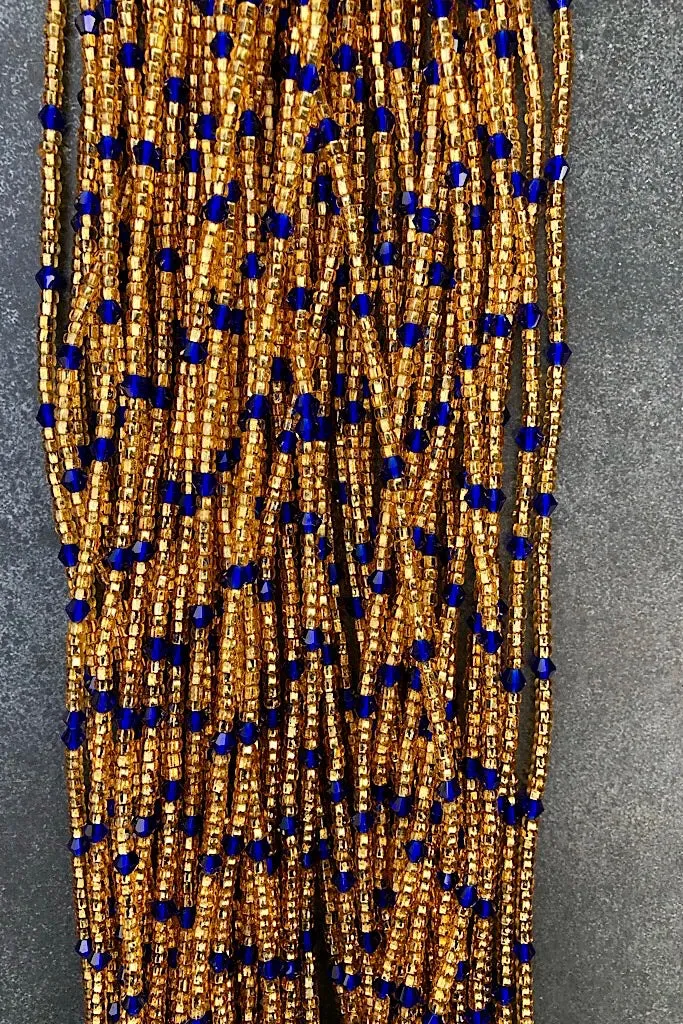 Gold and Blue Crystal Waist Beads