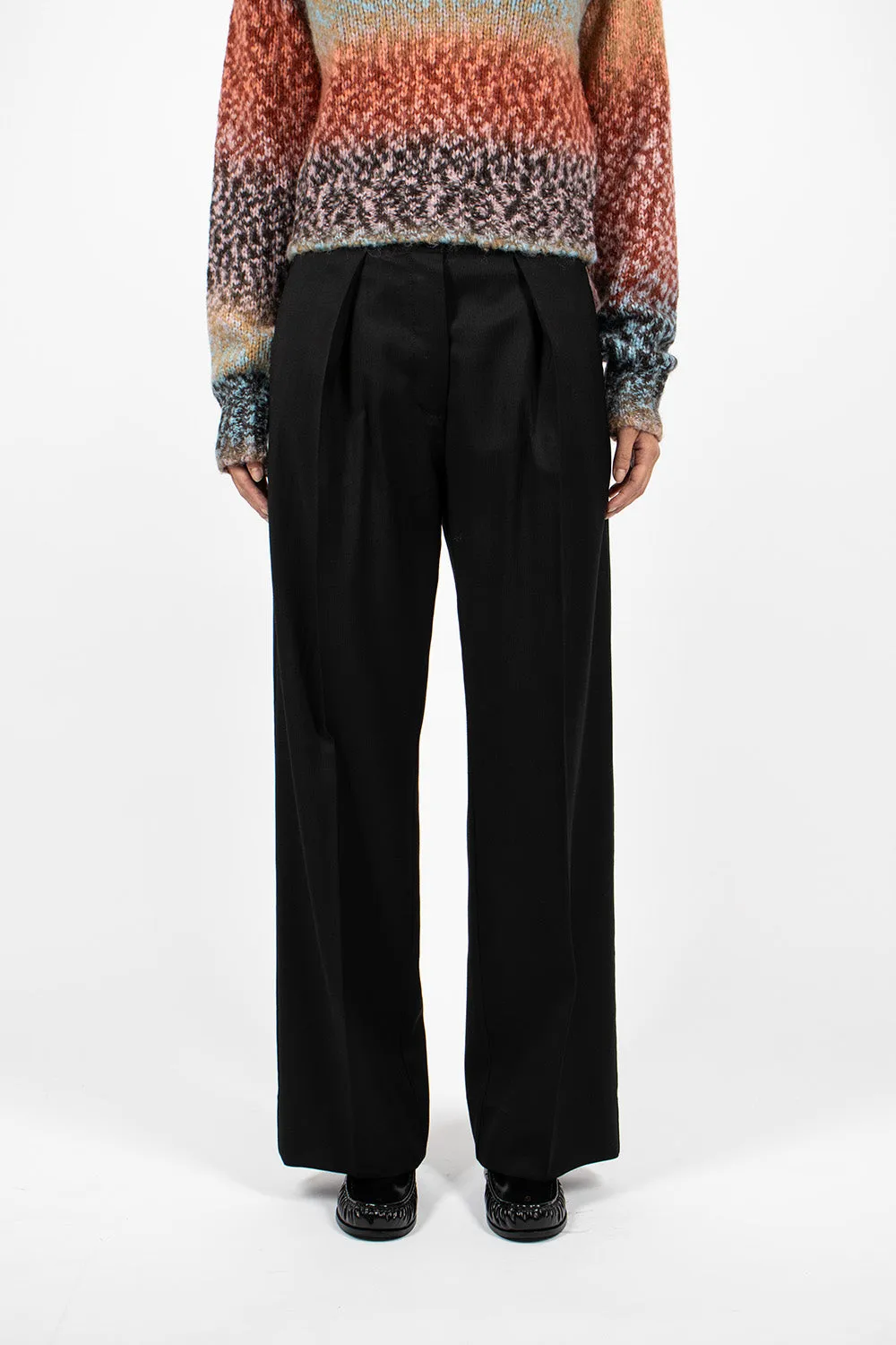 Herringbone Relaxed Trouser Black