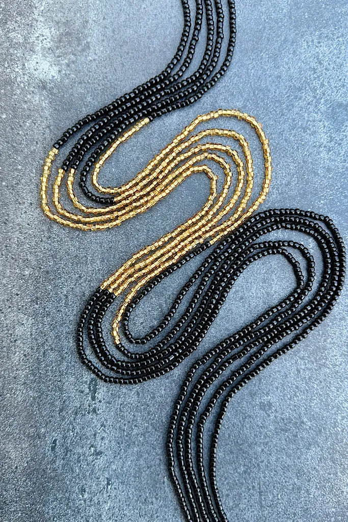 Infinity Black and Gold Waist Beads