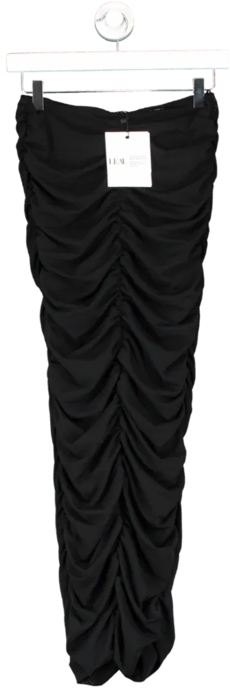 Leau Black Ruched Strapless Midi Dress UK XS