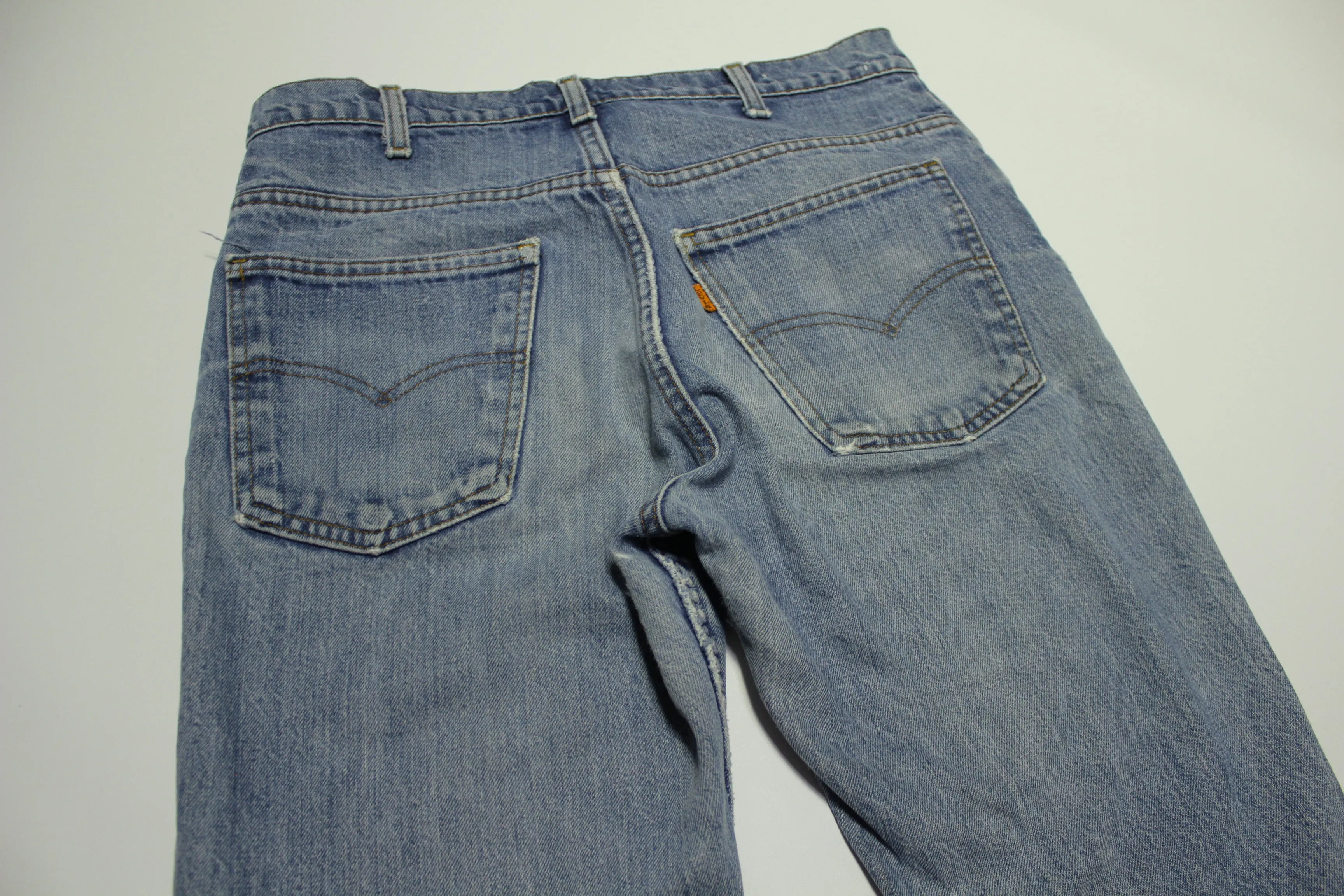 Levis 545 Distressed Vintage 80's Denim Grunge Punk Orange Tab Blue Jeans SF 207