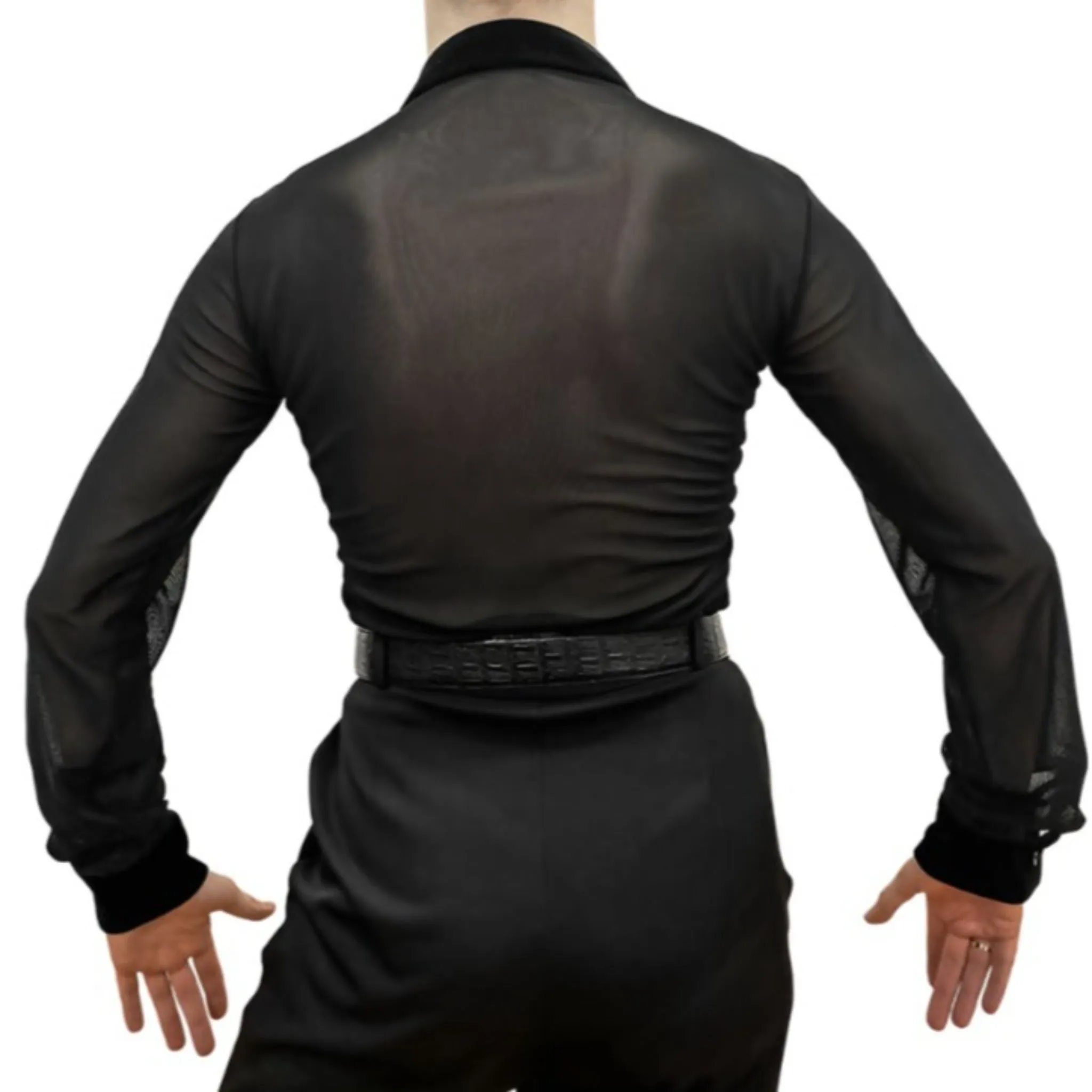 Men Latin Shirt with Black Velvet Details | ALW51