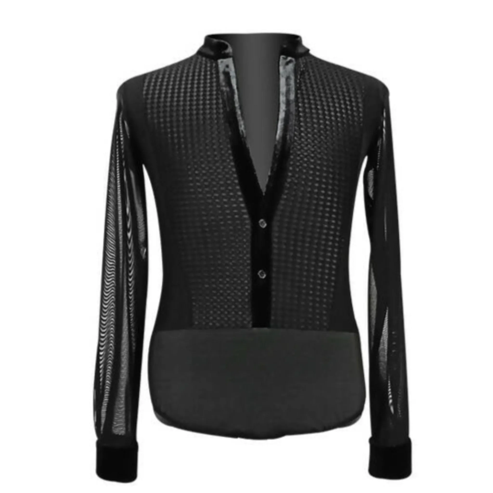 Men Latin Shirt with Black Velvet Details | ALW51