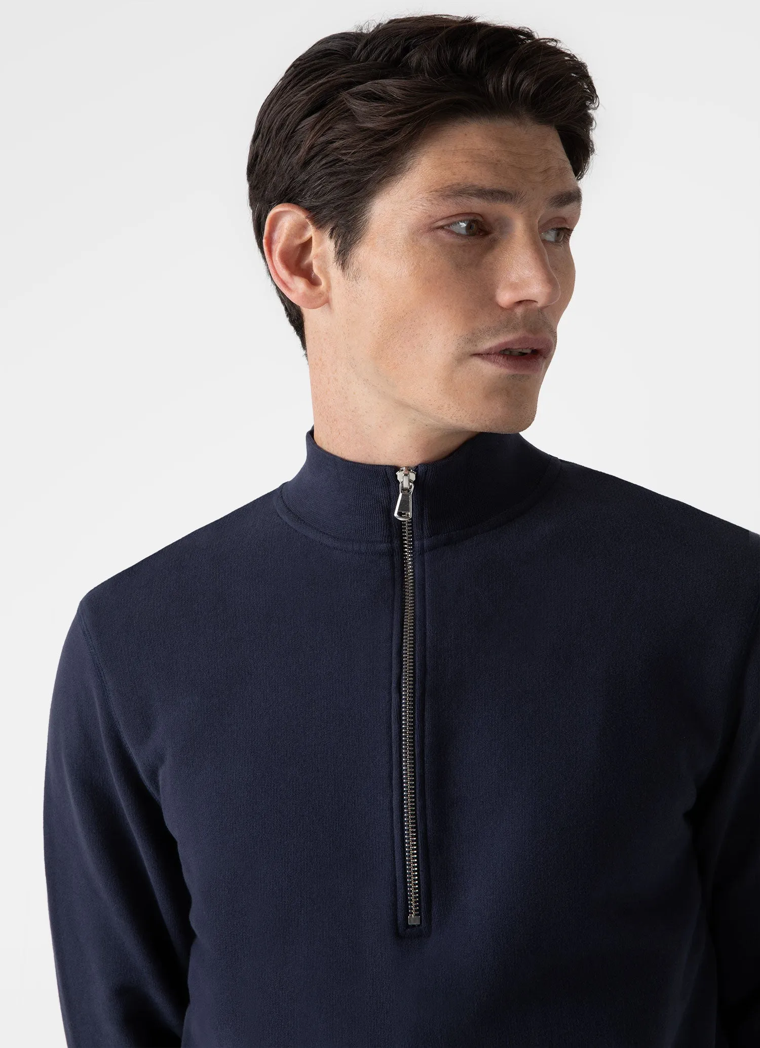 Men's Half Zip Loopback Sweatshirt in Navy