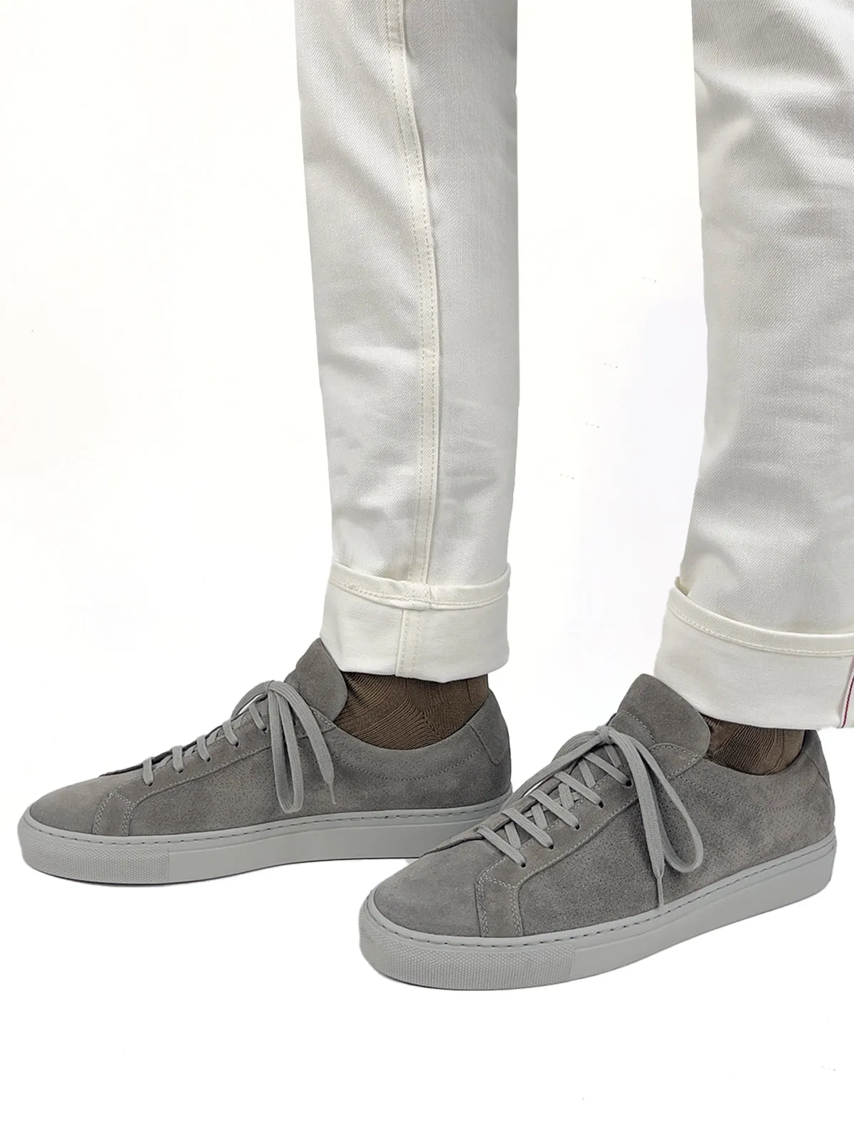 Mid Grey Perforated Suede Sneaker