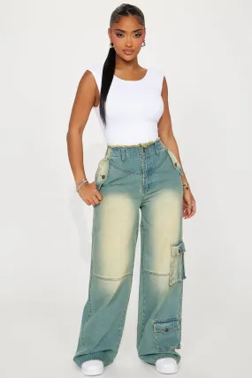 Needs No Introduction Tinted Baggy Jeans - Vintage Wash