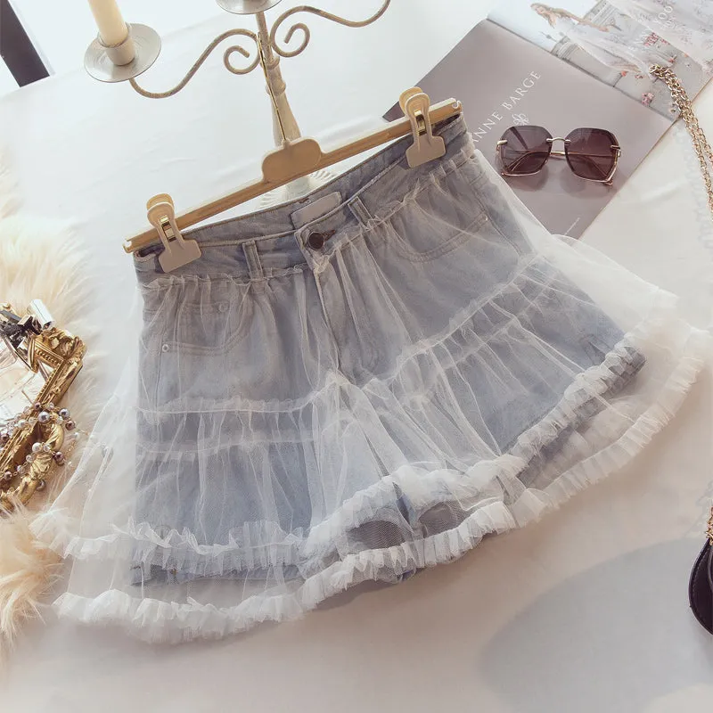 Net Yarn Denim Skirt AD210133