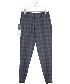 Next Blue Checkered Drawstring Suit Trousers BNWT W30