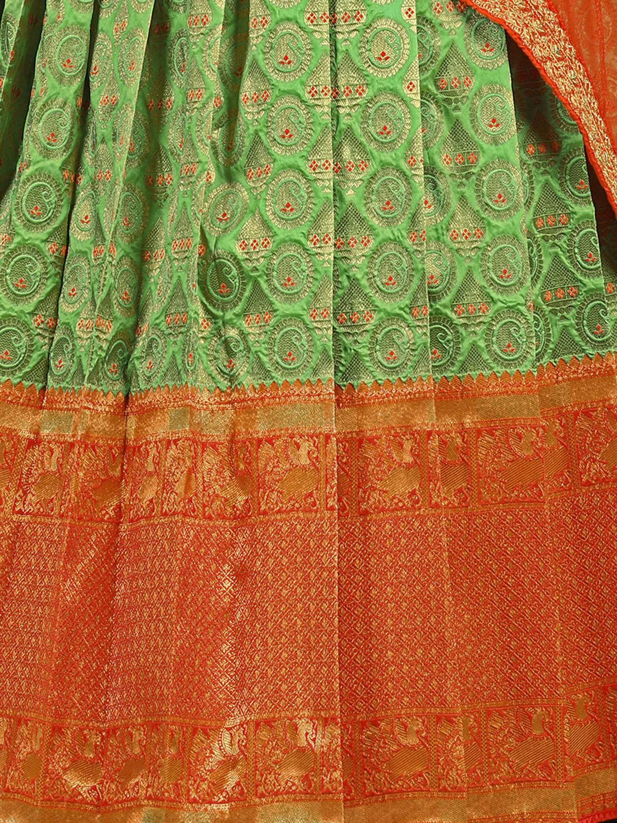 Odette Women Green Banarasi Silk Woven Stitched Gown