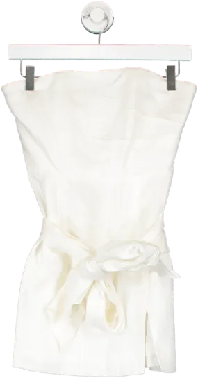 Phair White Linen Strapless Mini Dress UK XS