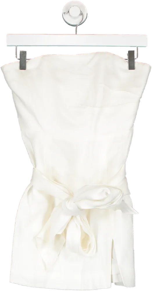 Phair White Linen Strapless Mini Dress UK XS