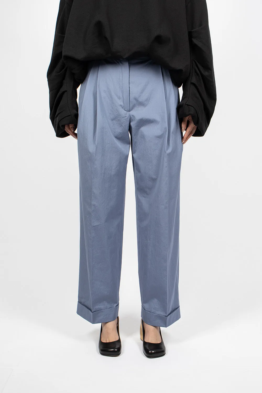 Pleated Suit Trousers Blue